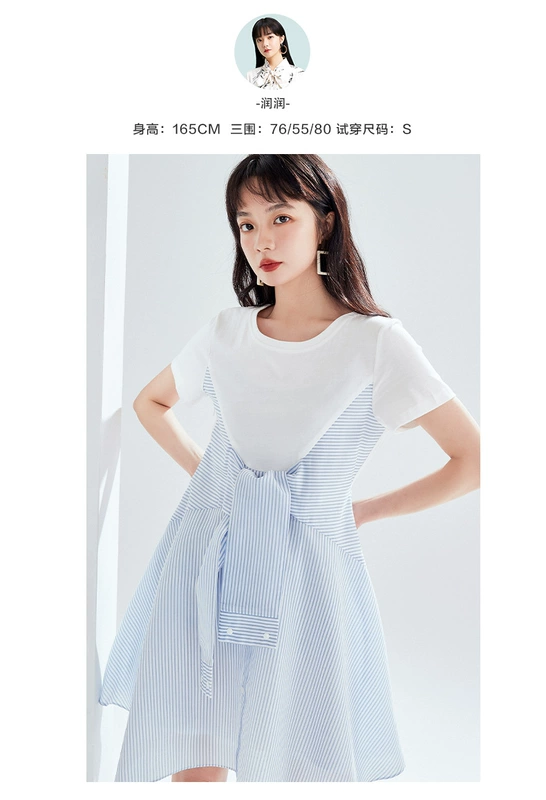 Jinyuan Womens Summer Dress 2020, Sọc Lỏng, Nhỏ, Eo, Váy Dài Có Tính Khí G202108 - Váy dài