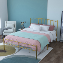 Nordic light luxury Wrought iron bed Double bed 1 5 meters 1 8 meters Dormitory iron shelf bed Pavilion bed Adult childrens iron bed