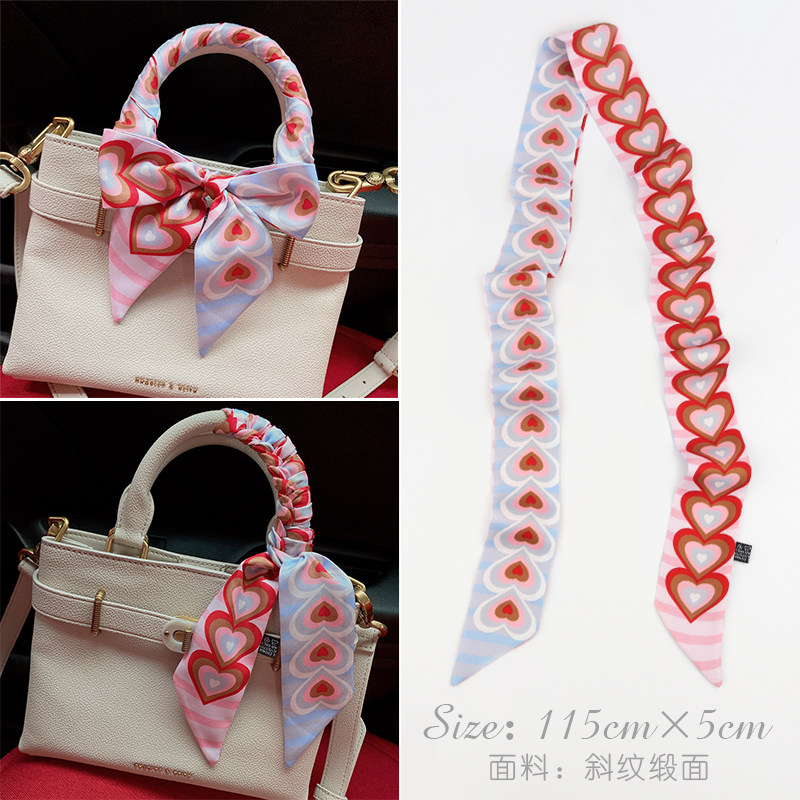 Bow Tie Scarf On Purse 115cm Extended Handbag Silk Scarf Tying Bag