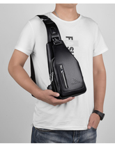 Hong Kong Duty-free Mens Chest Bag Skew Satchel Genuine Leather New Fashion Single Shoulder Bag Inclined Shoulder Bag Casual Satchel Wave