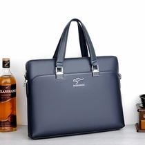 Hong Kong Duty-free Mens Handbag Cow Leather Large Capacity Single Shoulder Bag Business Korean Version Fashion Pure Color Oblique Satchel Bag