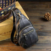 Hong Kong Male brand new Korean version Chest Front Slanted Satchel Cow Leather Casual Fashion Texture Chest Bag Single Shoulder Cross Pack