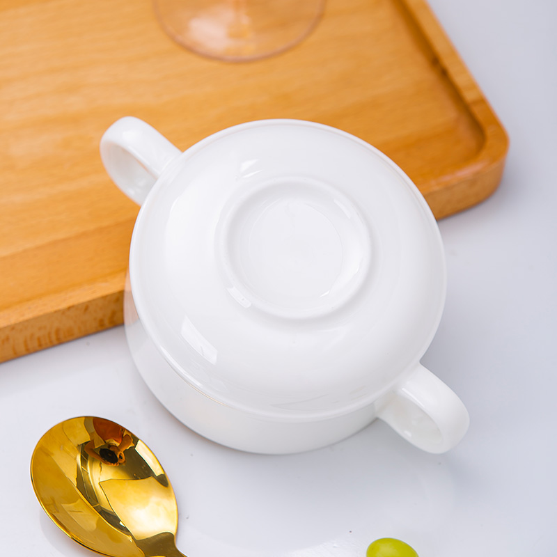 Pure white ipads porcelain jingdezhen west tableware ceramic bowl ears ROM song soup bowl of salad bowl of soup bowl