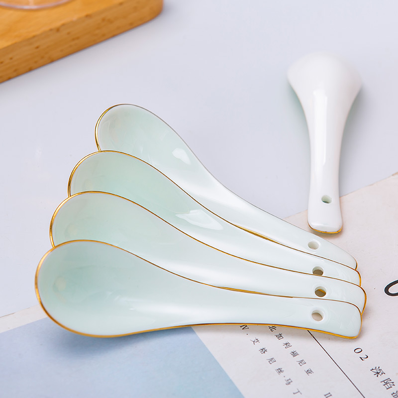 Celadon spoon Chinese spoon, long - handled spoon ladle ipads porcelain tableware big spoon, run small spoon, a price