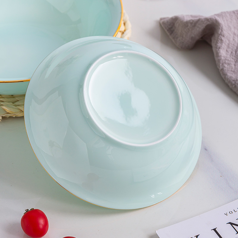 Jin Bianying green ipads porcelain bowl large household ceramics northern wind tableware soup basin creative rainbow such as bowl bowl celadon bowls