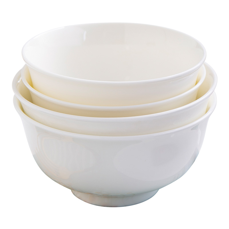 Bowl of rice bowls household tall Bowl ceramic Bowl of pure white contracted Bowl of jingdezhen ipads porcelain tableware Chinese eat bread and butter