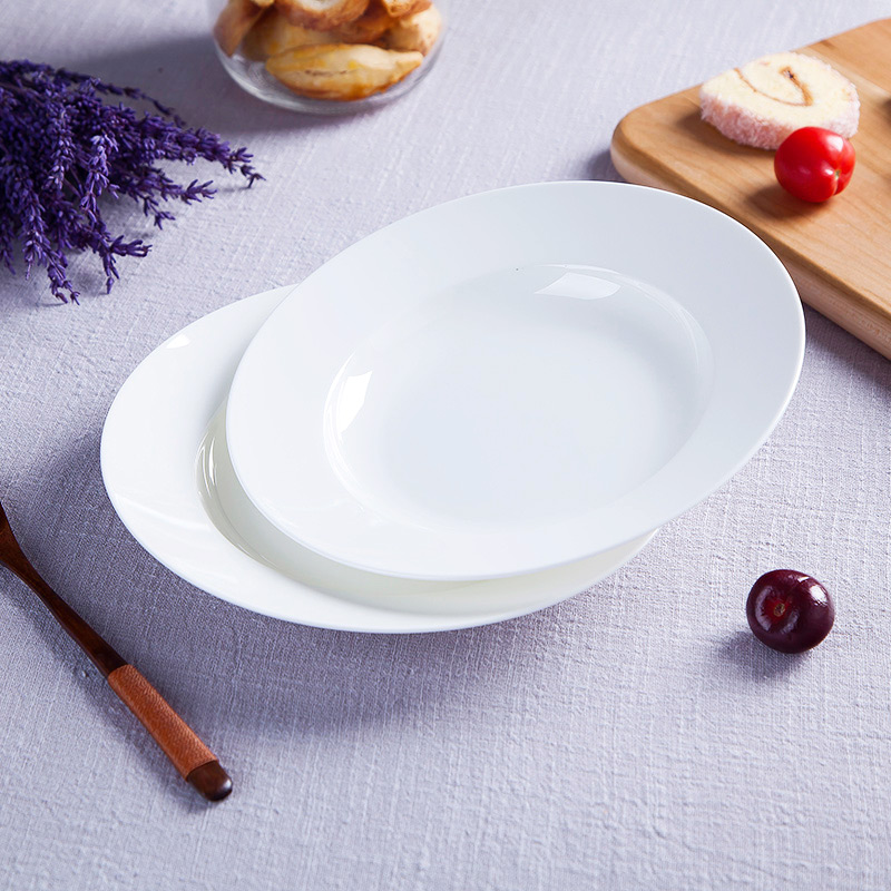 A single pure white ipads soup plate jingdezhen ceramic disc white porcelain tableware deep dish creative dishes 8 inches 0