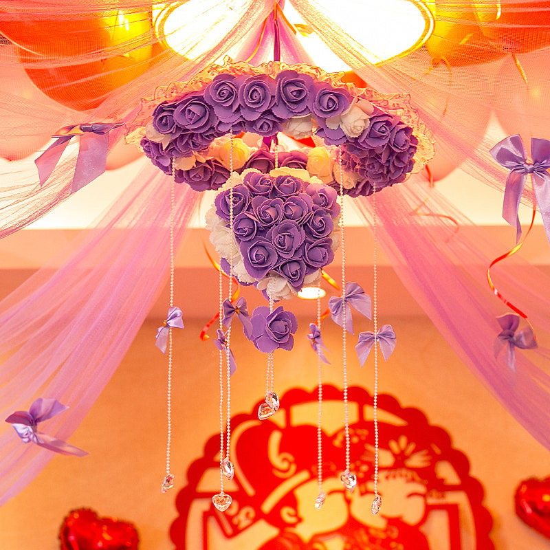 烟雨集 拉花花环纱幔新房婚礼婚房布置装饰套餐创意婚庆结婚用品