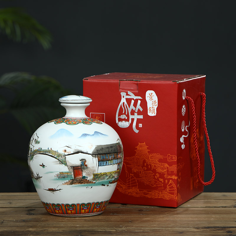 Jingdezhen ceramic bottle is empty bottle 5 jins of jars gift box wine gift box the supers