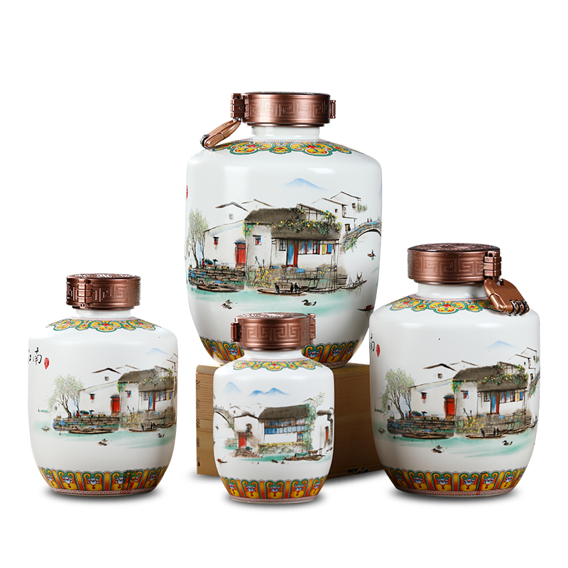 Jingdezhen ceramic bottle jars sealed jar of restoring ancient ways to save wine bottle wine bottle is empty cylinder 5 jins of 1 kg 2 jins