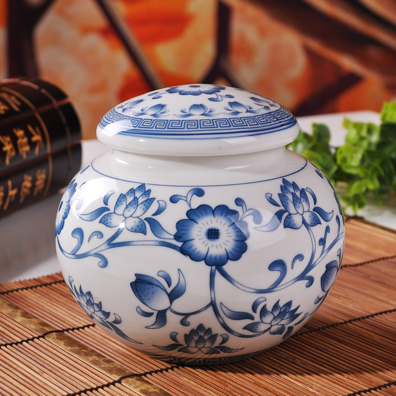 Xin MAO jingdezhen ceramic tea jar airtight jar of honey pot ceramic jar half jins to large size is 250 g