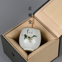 Ruyao open piece master cup Ceramic Kung Fu tea set Tea single cup tea bowl Individual cup Antique can raise Puer Tea cup