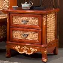 Rattan bedside table Rattan bedside table storage cabinet Solid wood rattan chest of drawers Rattan locker TS