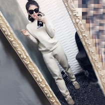 Casual Sports Suit Womens Spring Autumn Clothing 2020 New Fashion Foreign Gas Looters Slim Knit Clothing Two Sets Tide