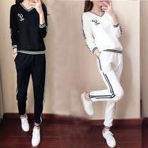 Casual Sports Suit Womens Spring Autumn Clothing 2021 New Korean Version Fashion Foreign Air Display Slim Necropolis For Two Sets Eben