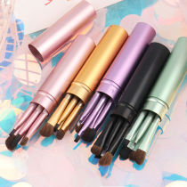Disposable eyeliner brush 5 makeup brush eye shadow brush set horse hair brush aluminum tube portable full set of makeup tools