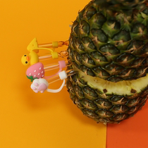 Sa carved glass straw cute gift heat-resistant color environmental protection dust plug cheese small yellow duck silicone