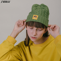 SHARK Sa carved fruit and vegetable green wool hat color sticker cloth design personality warm autumn and winter New Original