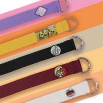 SHARK Sa Carved Fun Illustration Style Canvas Double Ring Buckle Metal Head Student Couple Belt Original