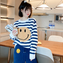 Smiley soft pajamas womens winter long-sleeved thickened velvet warm autumn and winter coral velvet autumn and winter home clothes set