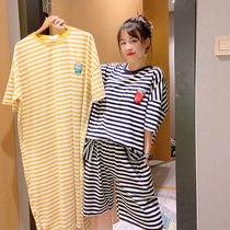 Coke Ice Stick Pyjamas Woman Summer Loose Korean Version Casual Big Code Short Sleeve Sleeping Dress Pure Cotton Spring Autumn Season Suit Home Clothing