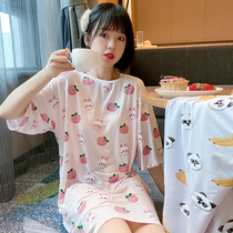 Rabbit Panda Short Sleeve Sleeping Dress Woman Summer Mordale Thin Sleeping Clothes Cute Loose 2021 New Home Residence Suits