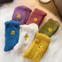 Flower sleep socks womens winter cute socks warm tube socks Home soft coral velvet floor socks autumn and winter
