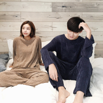 Chenille long sleeve couple pajamas winter suit long sleeve soft cotton sleeve head thick Korean version of men and women Autumn Winter home clothes