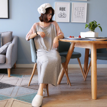 Pink long sleeve modal nightgown female spring and autumn long home clothing cotton loose spring and summer Korean version of large size pajamas