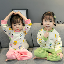Girls Pajamas 2021 Spring and Autumn New Female Baby Cotton Long Sleeve Children Cartoon Super Cute Children Home Clothing Set