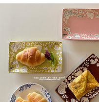 Animal forest series long plate 8 5 inch ceramic rectangular childrens breakfast plate dessert plate salad plate storage