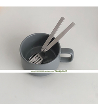 blue stainless steel dessert fork metal teaspoon tableware salad small fork breakfast spoon