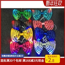 Hot sale Colorful glitter bow tie Bar night supplies Prom party luminous props Unisex luminous bow tie