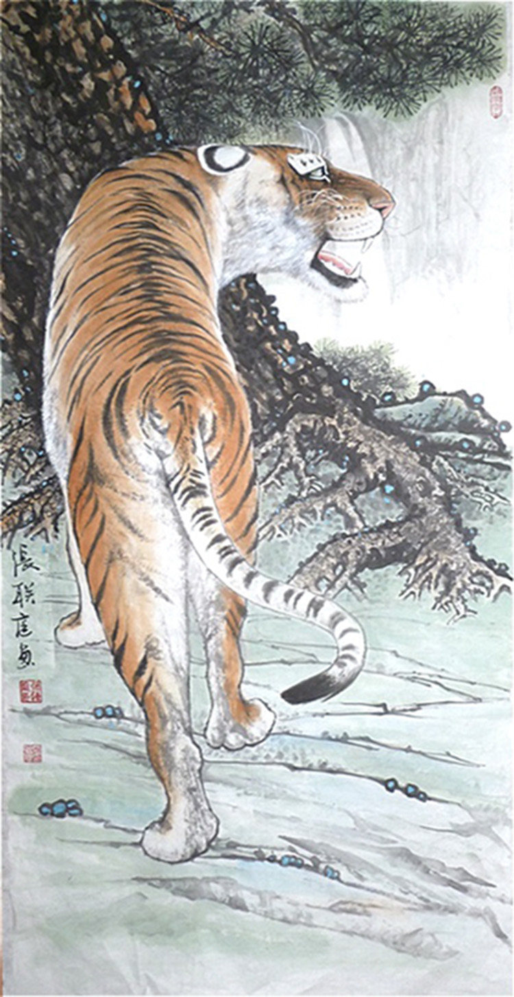 上山虎 国画中堂条幅 手绘真迹 字画书画作品未装裱画心传世收藏