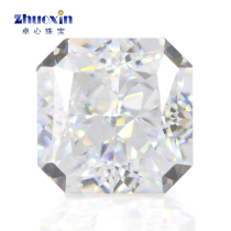 Positive Square Chamfered Ice Blossom Cut White Zircon Bare Stone Square Thunderground Transparent Artificial Small Octagonal High Carbon Drill