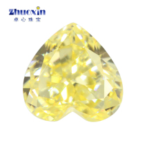 Ice Blossom Goose Yellow Peach Hearts Love Heart-shaped Bottom Zircons Nude Stone Pale Yellow Ice Overdraft High Carbon Drill Heart-shaped Broken Ice Cuts