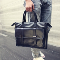 2022 new mens soft leather handbag business travel bag computer file bag inclined satchel shoulder locomotive bag
