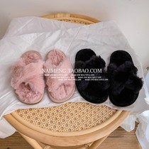 Rabbit hair maiso with children's retro fashion bag toe sponge cake non-slip thick bottom Mao Mao shoes sandals all seasons wear