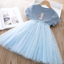 Princess Aisha Skirt Ice Chic Edge Summer New Girl Love Sand Gown Dress Dress Spring Autumn Children Elsa Dress Dress