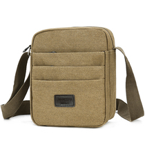 Shoulder bag mens and womens canvas outdoor multi-layer business money collection small backpack Korean version of the casual business messenger express bag
