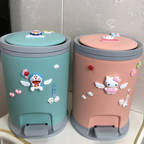 Girl heart cartoon cute feet step on the trash can Household kitchen living room toilet with cover mute push-down storage bucket