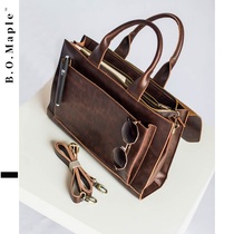BOMaple Vintage Cambridge Bag Mens Business Mad Horseskin Briefcase One Shoulder Cross Body Bag Tote Bag