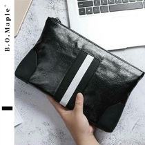 BOMaple striped envelope bag mens full leather iPad tablet clutch bag business casual mobile phone bag clip bag