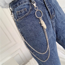 Concave shape European and American Street cross pants chain accessories female hip-hop retro hipster metal pendant mens decoration
