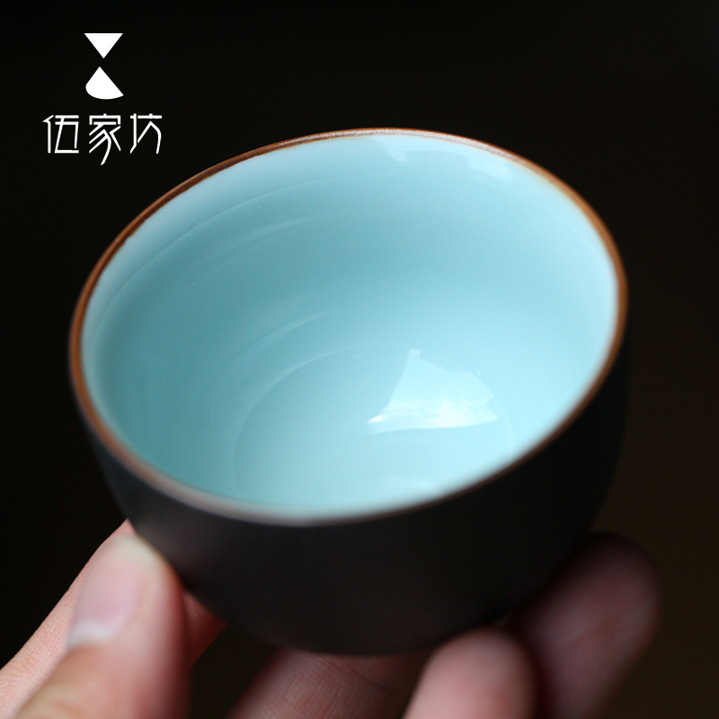 The Wu family fang kung fu tea cup single CPU master cup ceramic sample tea cup Japanese small cup coarse pottery bowl with restoring ancient ways