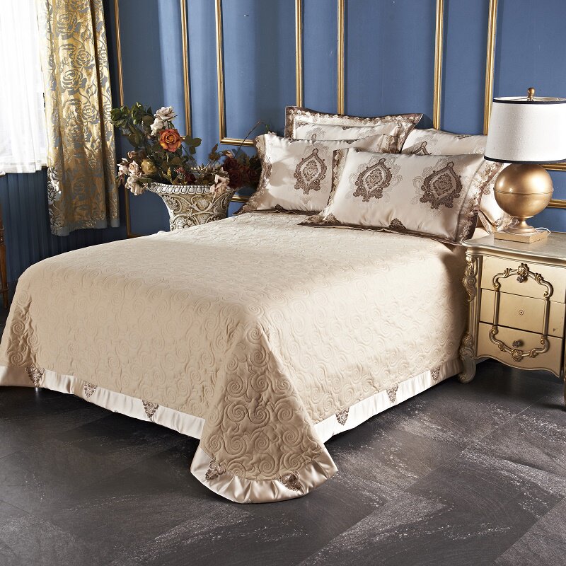 欧式特价纯棉绗缝夹棉床盖单件全棉加厚床罩双人床笠床盖三四件套