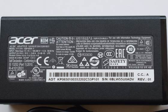 원래 Acer Acer Genuine ADP-65VH F 19V 3.42A 전원 어댑터 충전기 65W 원래 Acer Acer Genuine ADP-65VH F 19V 3.42A 전원 어댑터 충전기 65W