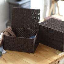 Japanese Rattan woven basket storage basket storage box wardrobe underwear storage box snack storage box toy finishing box