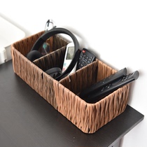 Remote control storage box cosmetics basket imitation rattan basket living room desktop glove box creative household storage box