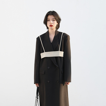 CHICVEN temperament English style collar wide shoulder trench coat women knee long loose coat 2021 Spring